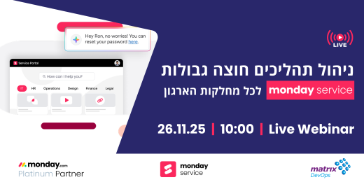 ניהול תהליכים חוצה גבולות: monday service לכל מחלקות הארגון
